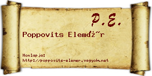 Poppovits Elemér névjegykártya